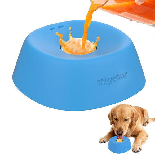 Yipetor Slow Feeder Dog Bowl for Liquid Treat, Anti-Slip【Entertained Ball-in】 Bone Broth Dog Lick Bowl, 3/4 Cup Yogurt Pup Lick Toy for Large Medium Small Breeds Dietary Supplement/Post-op Nutrition