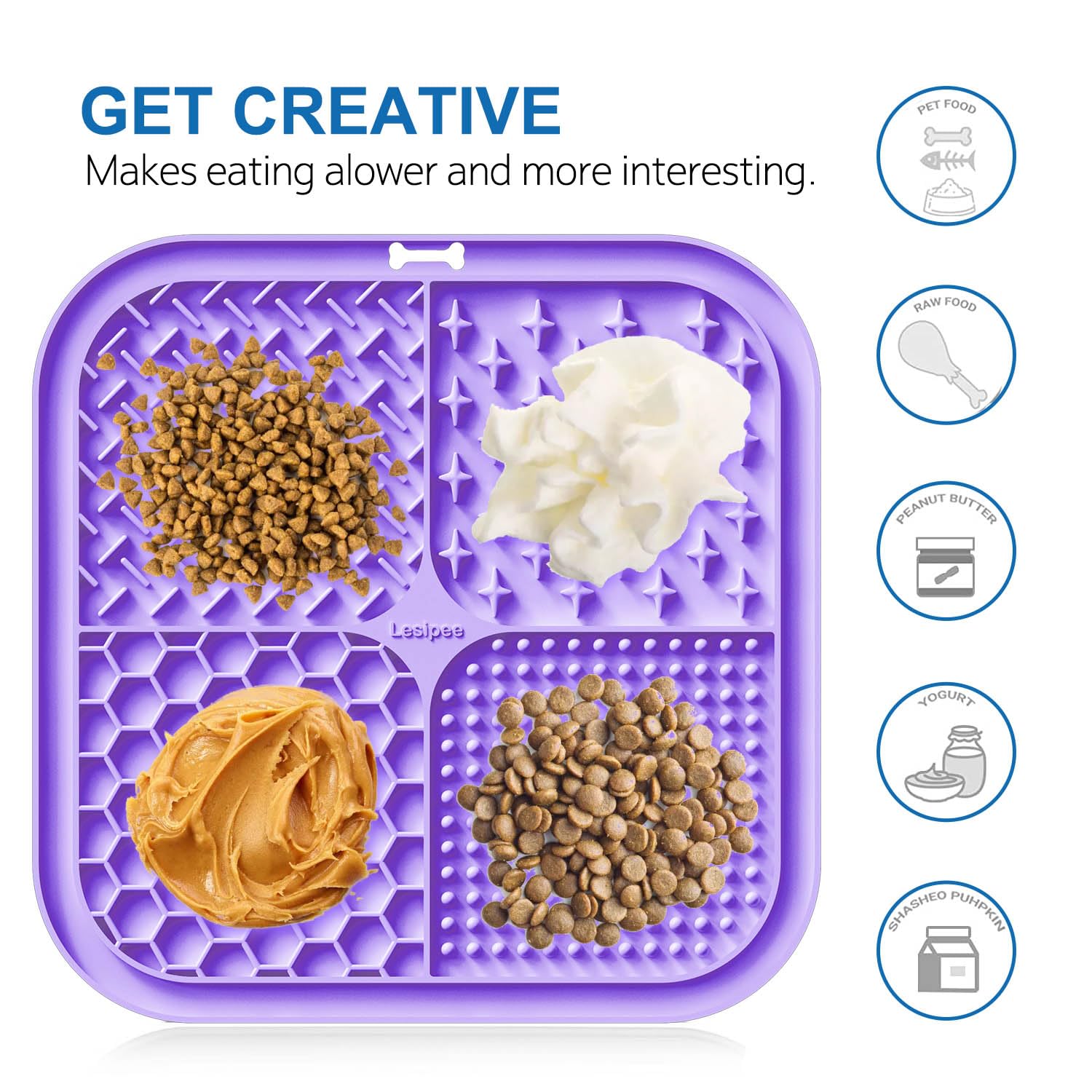 Lesipee Lick Mat for Dogs and Cats, Pack of 2, Dishwasher Safe, Dog Anxiety Toy for Butter, Yogurt, Peanut, Pet Supplies, Calming Mat