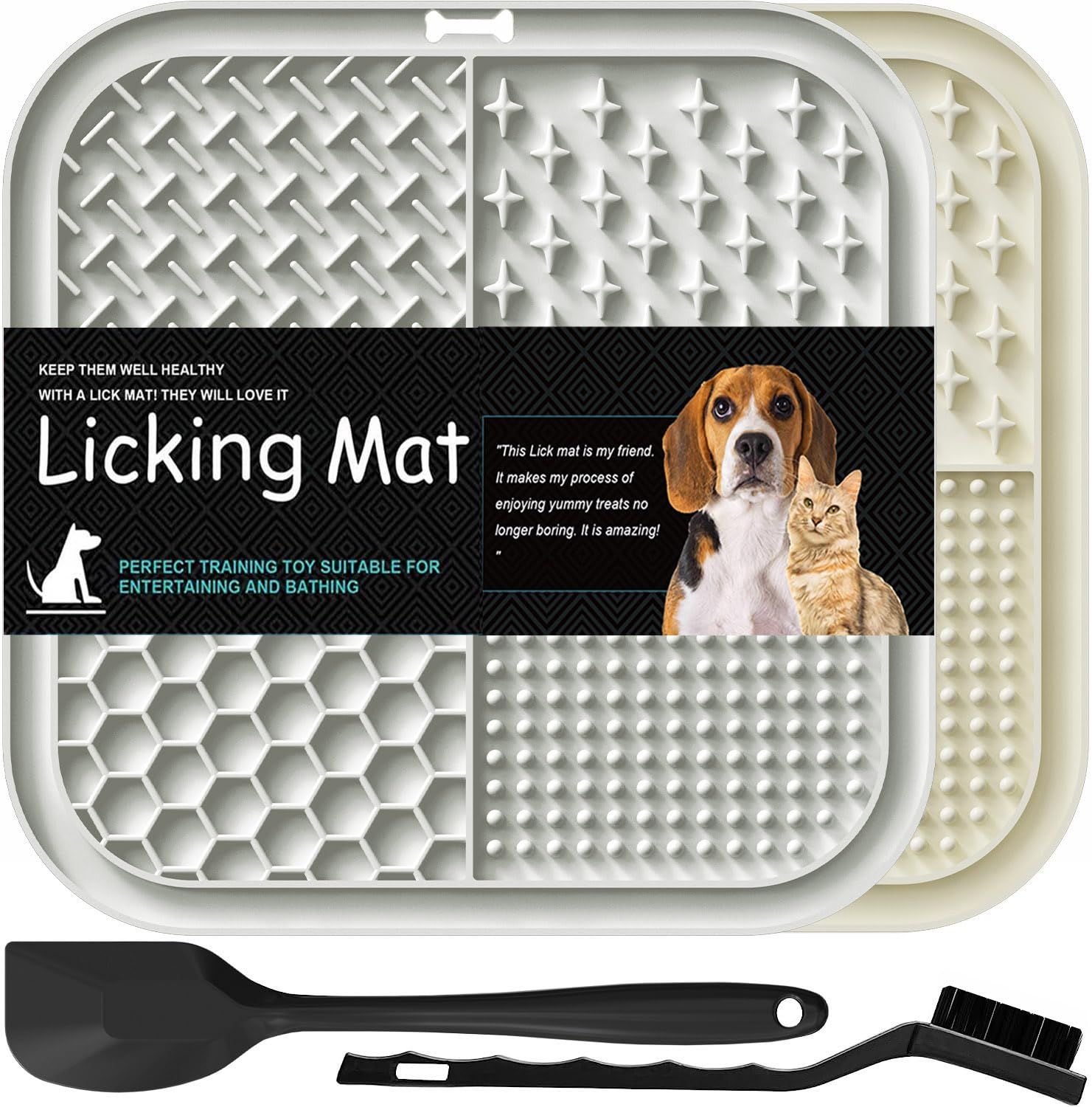 Lesipee Lick Mat for Dogs and Cats, Pack of 2, Dishwasher Safe, Dog Anxiety Toy for Butter, Yogurt, Peanut, Pet Supplies, Calming Mat
