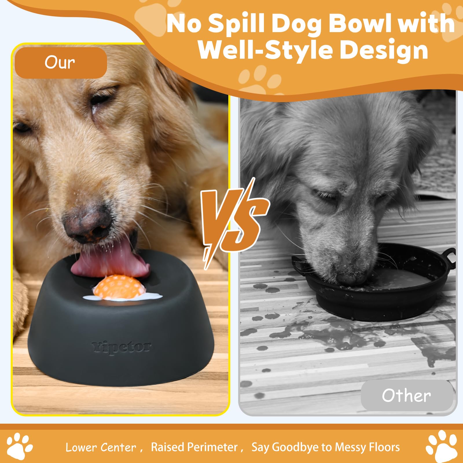 Yipetor Slow Feeder Dog Bowl for Liquid Treat, Anti-Slip【Entertained Ball-in】 Bone Broth Dog Lick Bowl, 3/4 Cup Yogurt Pup Lick Toy for Large Medium Small Breeds Dietary Supplement/Post-op Nutrition