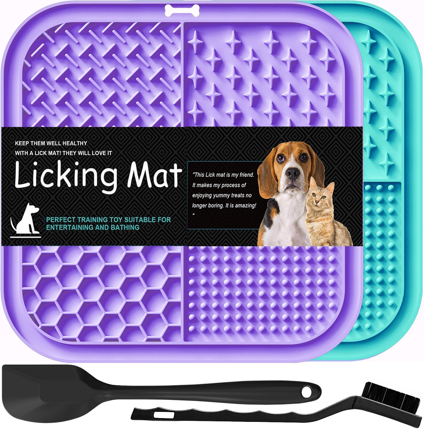 Lesipee Lick Mat for Dogs and Cats, Pack of 2, Dishwasher Safe, Dog Anxiety Toy for Butter, Yogurt, Peanut, Pet Supplies, Calming Mat